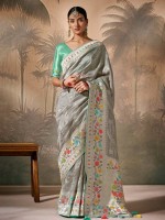 Grey Munga Silk Paithani Saree